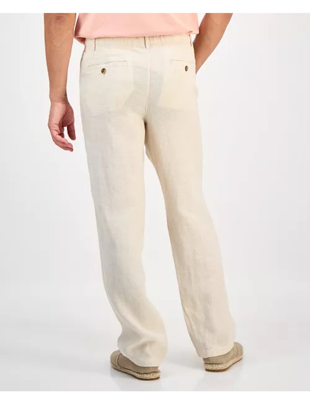NWT Club Room Natural Khaki Cream 100% Linen Casual Mens Trousers Pants Small - Picture 2 of 7
